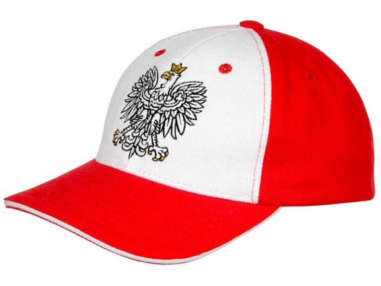 Polska - czapka z daszkiem juniorska biała/czerwona