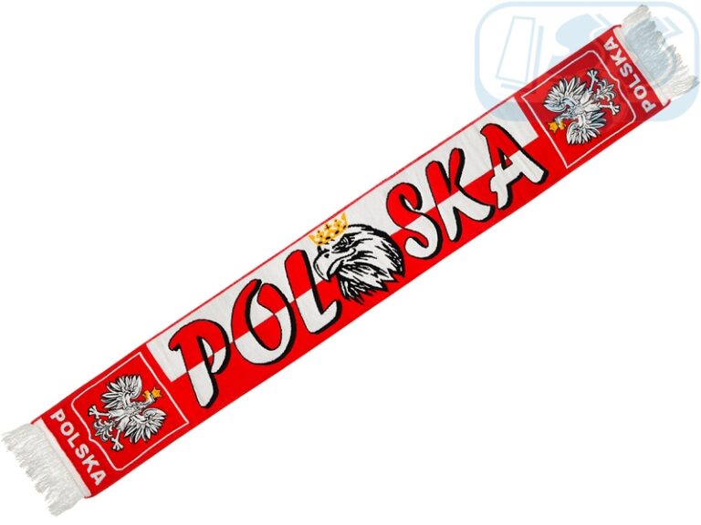 Polska - szalik tkany biały/czerwony