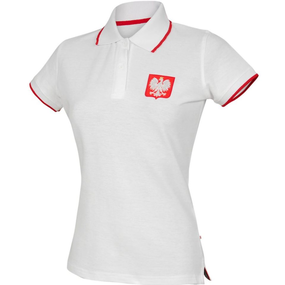 Koszulka polo Polska biała damska